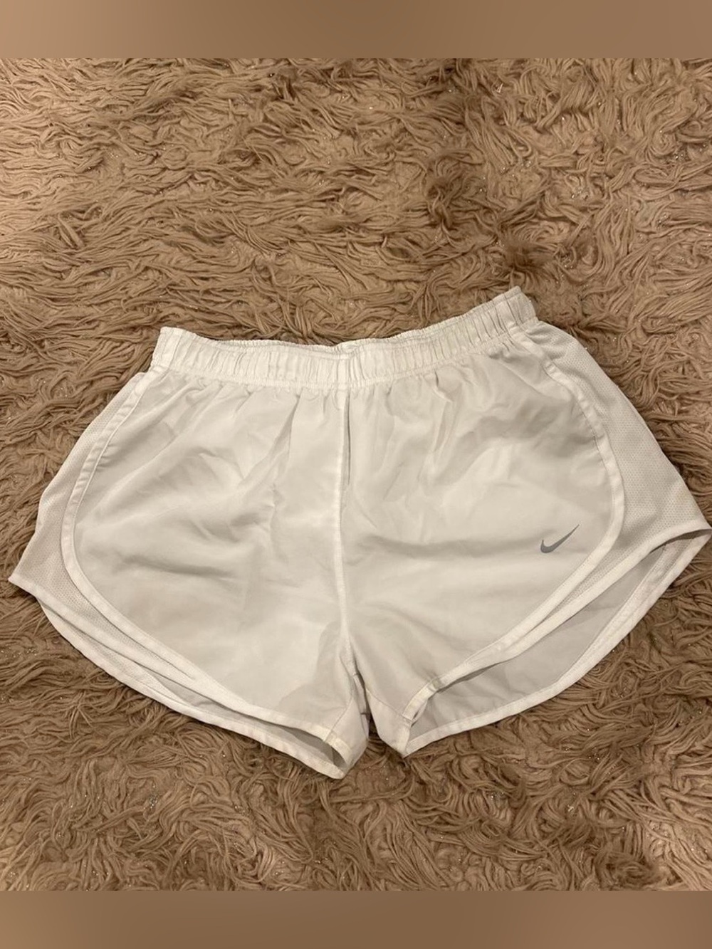 Nike White Women's Athletic Running Shorts with Swoosh